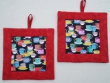 Topflappen "Tassen" rot