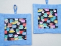 Topflappen "Tassen" hellblau